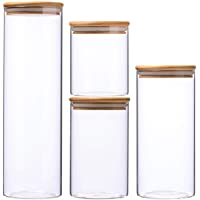 4 Pcs 1.8-1.1-0.8-0.5L arro de Vidrio de Almacenamiento Recipientes- Tarros de Cristal para Conservas Envases Cristal…